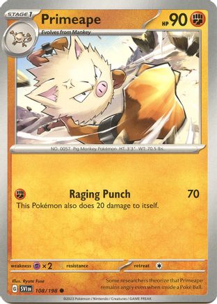 Primeape 108 - SV01 Scarlet & Violet Base Set Reverse Holofoil