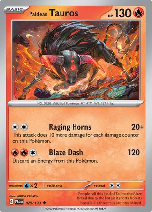 Paldean Tauros - 028/193 28 - SV02 Paldea Evolved Reverse Holofoil