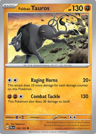 Paldean Tauros - 108/193 108 - SV02 Paldea Evolved
