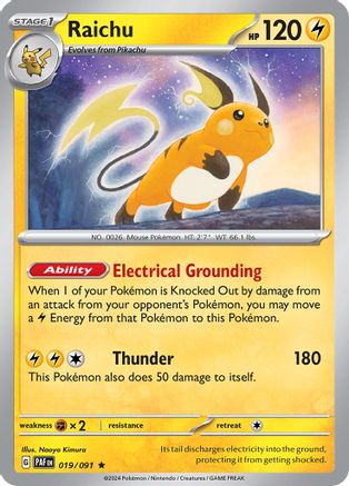 Raichu - 019/091 19 - SV Paldean Fates Reverse Holofoil