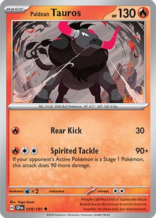 Paldean Tauros - 018/191 18 - SV08 Surging Sparks Reverse Holofoil