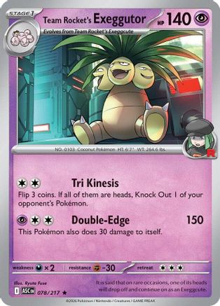 Team Rocket's exeggutor 78 - ME Ascended Heroes Reverse Holofoil