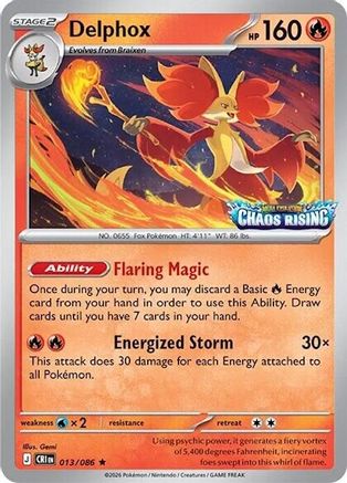 Delphox - 013/086 (Chaos Rising Stamped) 13 - Miscellaneous Cards & Products Holofoil