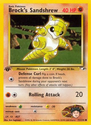 Brock's Sandshrew (71) 71/132 - Gym Heroes 1st Edition