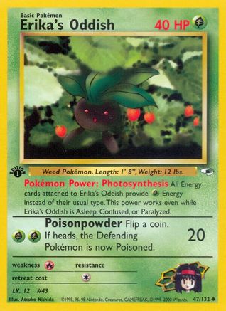 Erika's Oddish (47) 47/132 - Gym Heroes 1st Edition