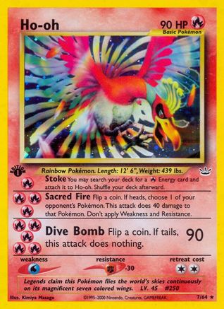 Ho-oh (7) 7/64 - Neo Revelation 1st Edition Holofoil