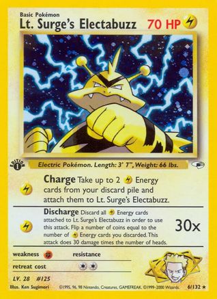 Lt. Surge's Electabuzz (6) 6/132 - Gym Heroes 1st Edition Holofoil