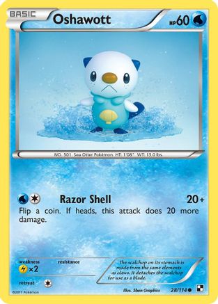 Oshawott (28) 28/114 - Black and White Reverse Holofoil