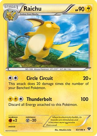 Raichu 43/146 - XY Base Set Reverse Holofoil