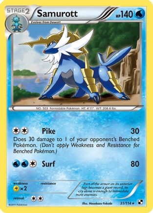 Samurott (31) 31/114 - Black and White Holofoil