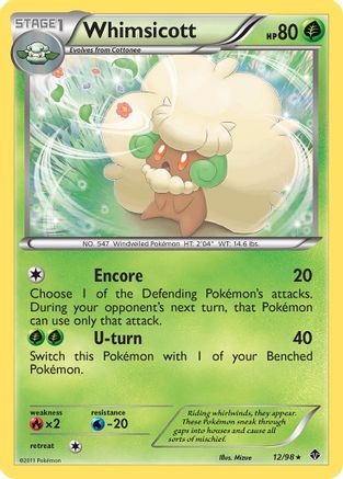 Whimsicott (12) 12/98 - Emerging Powers Reverse Holofoil