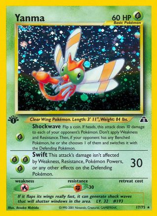 Yanma (17) 17/75 - Neo Discovery 1st Edition Holofoil