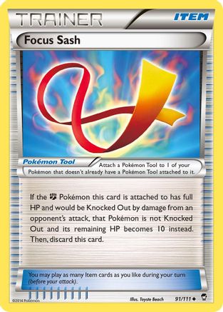 Focus Sash 91/111 - XY Furious Fists Reverse Holofoil