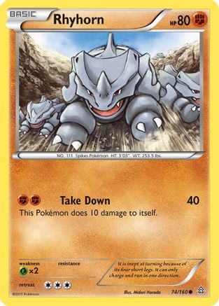 Rhyhorn 74/160 - XY Primal Clash Reverse Holofoil