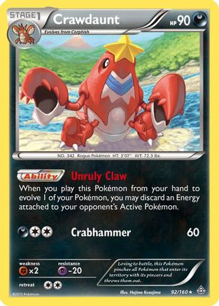 Crawdaunt 92/160 - XY Primal Clash Reverse Holofoil