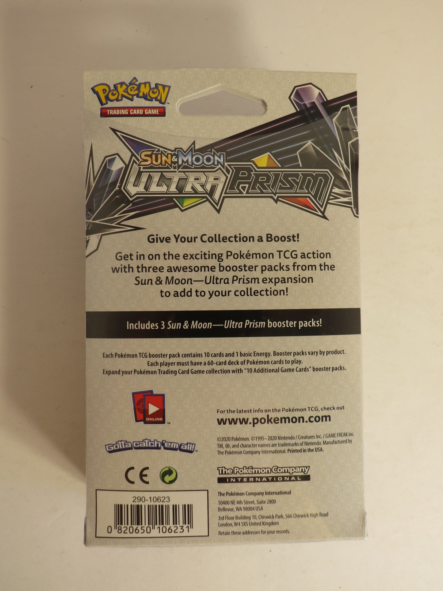 Sun & Moon Ultra Prism 3 Pack Hanger Box Pokemon Booster Sealed