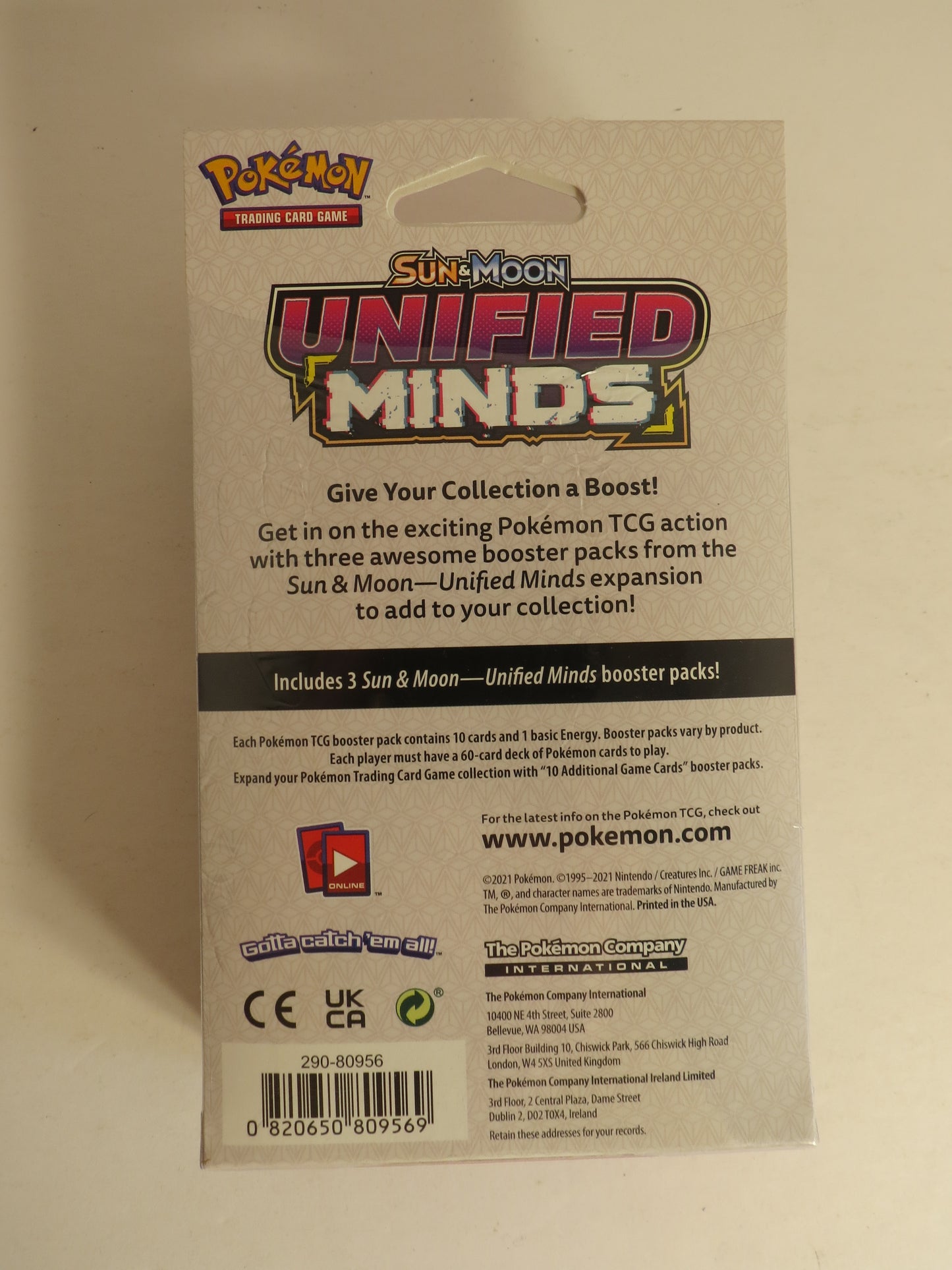Sun & Moon Unified Minds 3 Pack Hanger Box Pokemon Booster Sealed