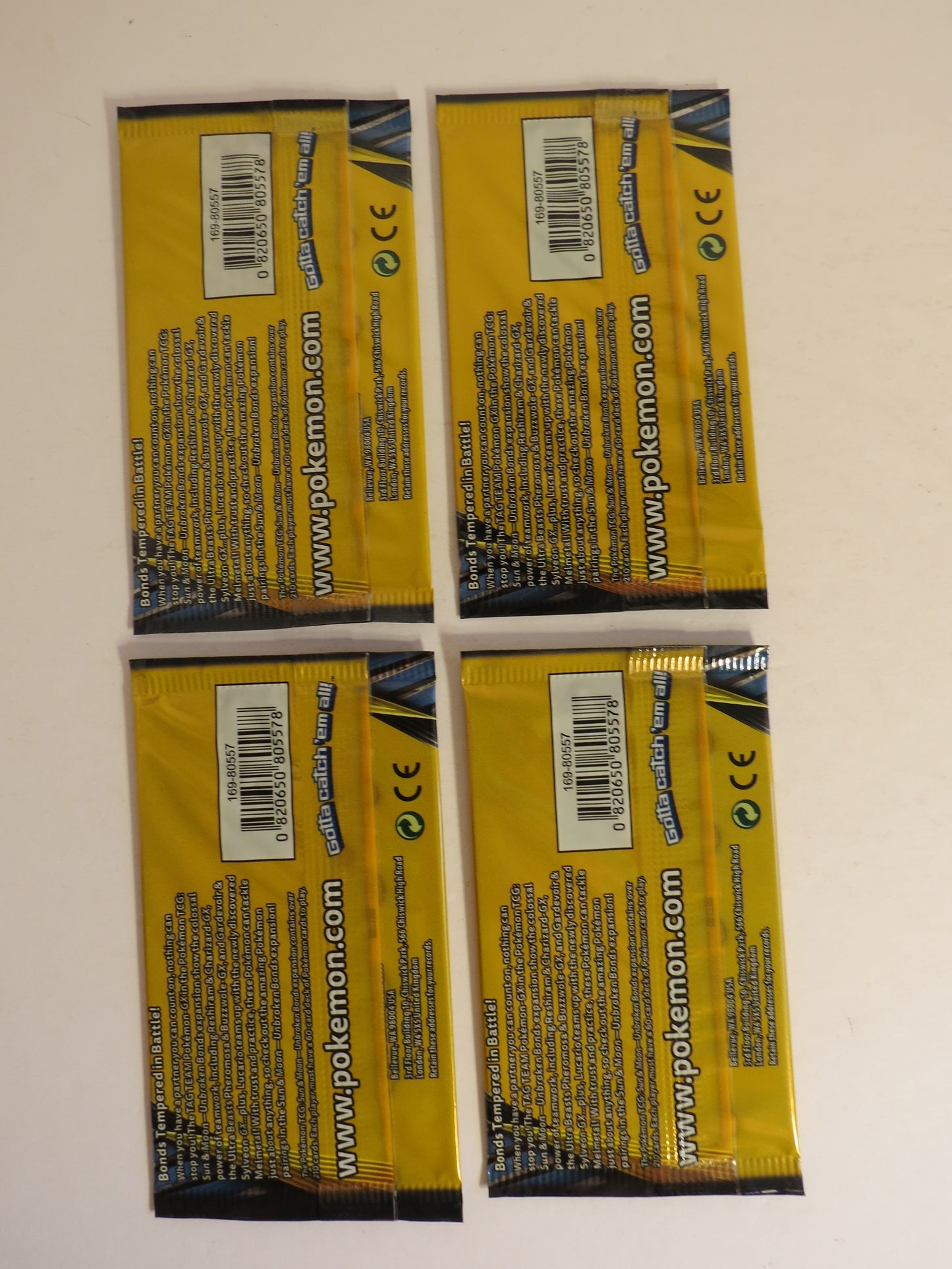 4x Sun & Moon Unbroken Bonds 3 Card Booster Pack Art Set Pokemon Sealed