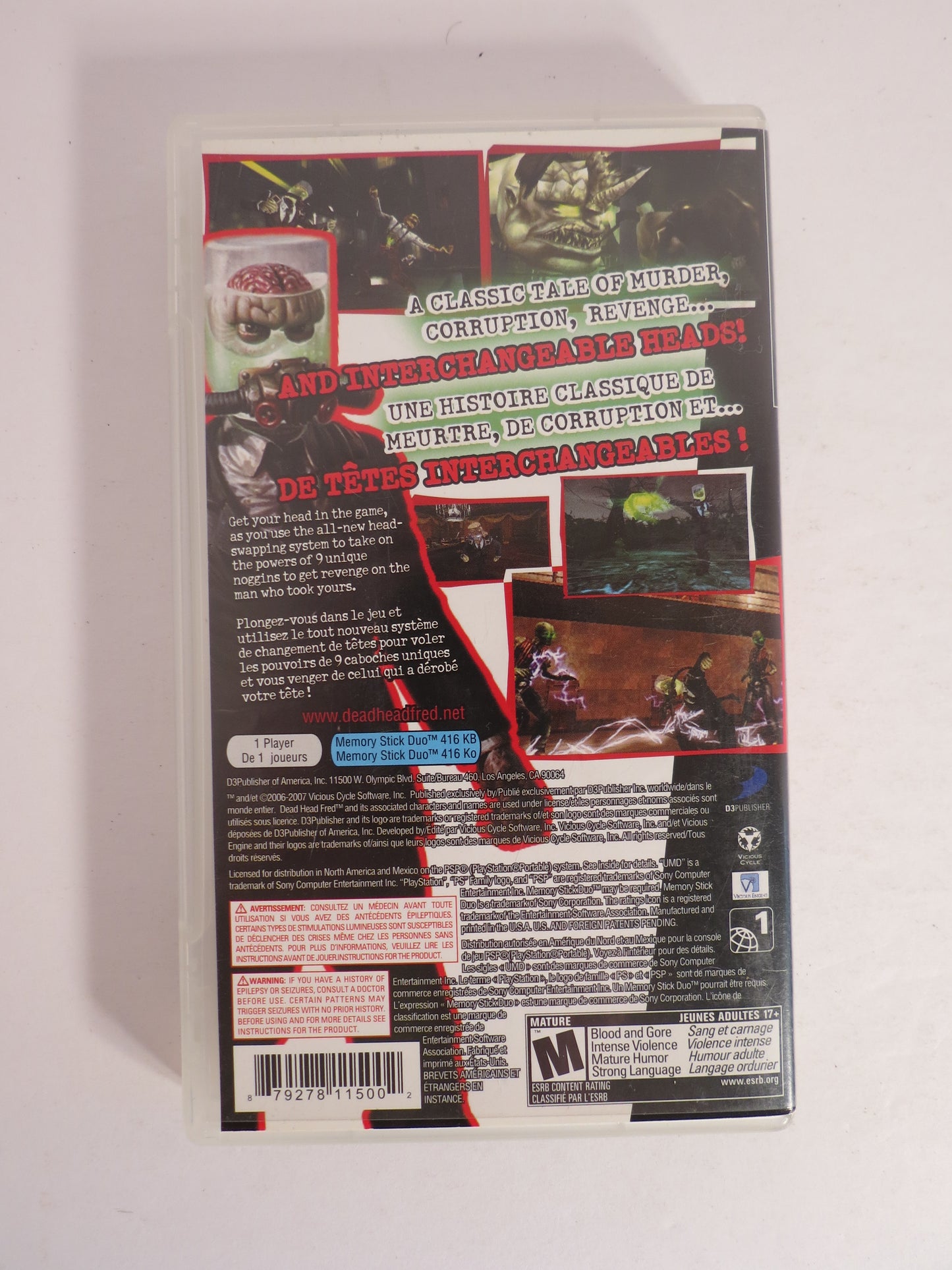 Dead Head Fred PSP Game CIB Playstation Portable
