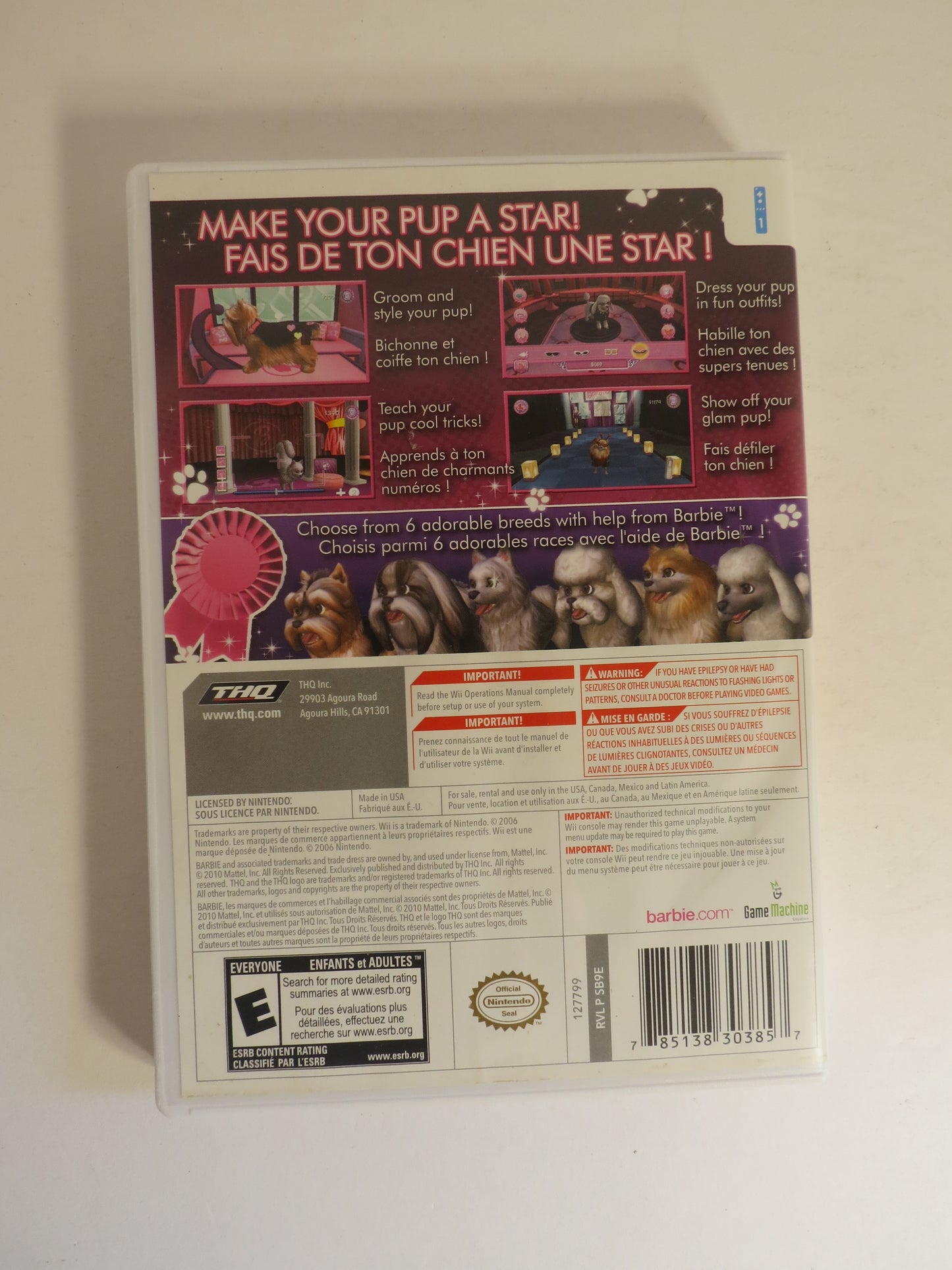 Barbie Groom and Glam Pups Nintendo Wii Game CB