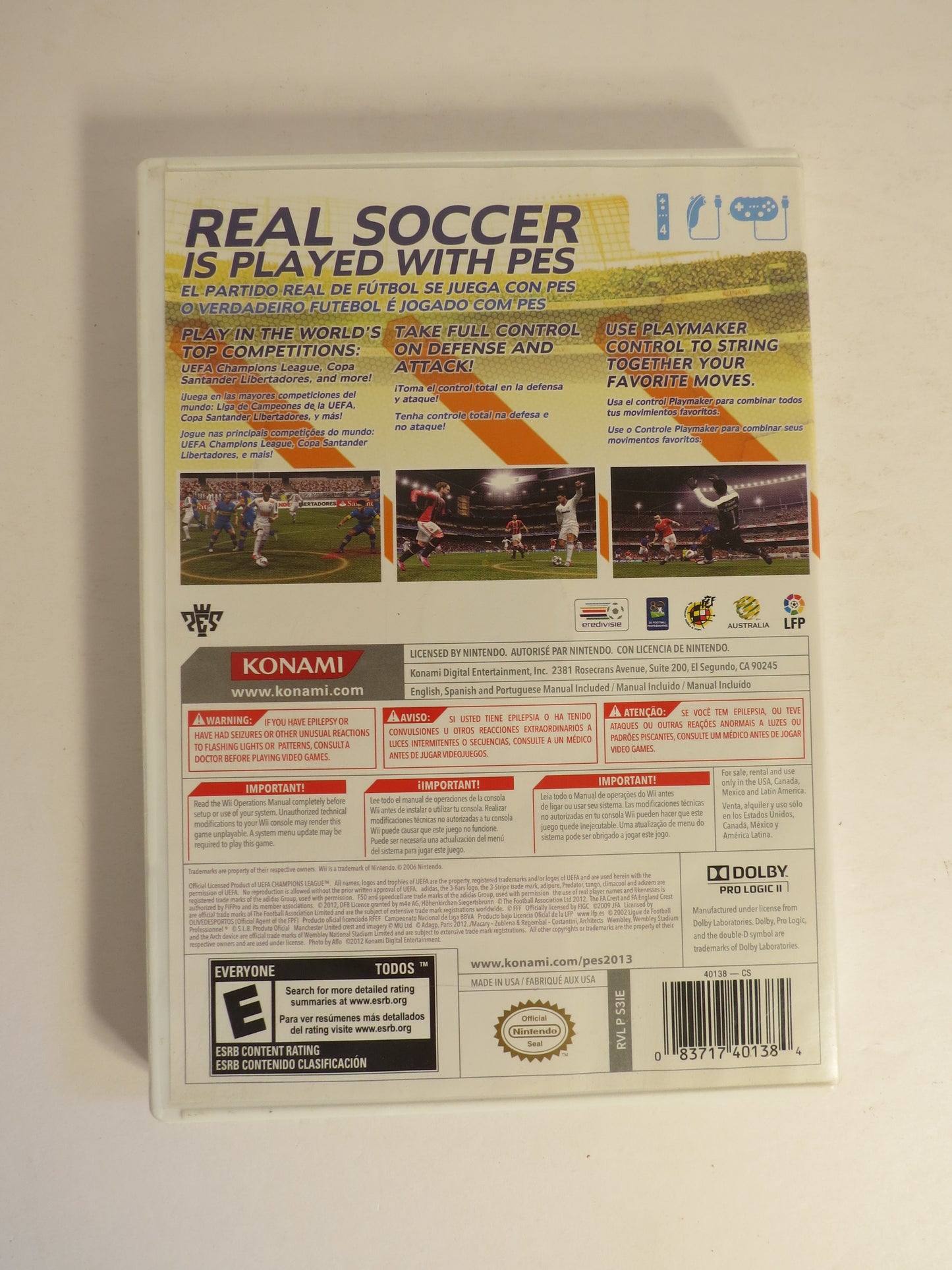 Pro Evolution Soccer 2013 Nintendo Wii Game CIB
