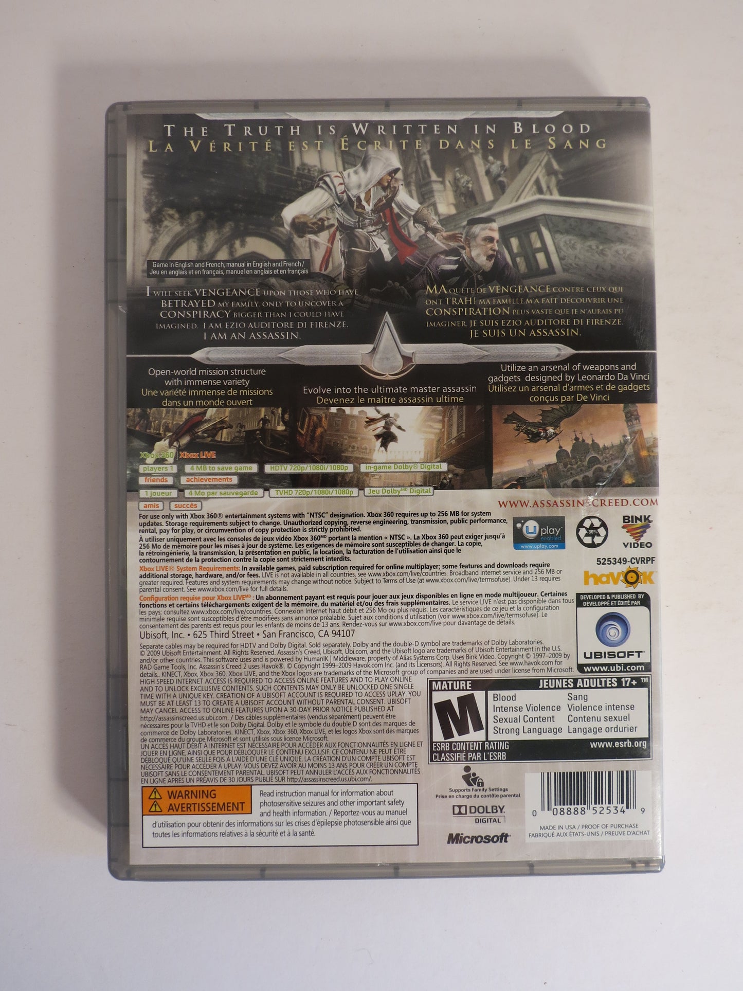 Assassin's Creed II Platinum Hits Xbox 360 Game CIB