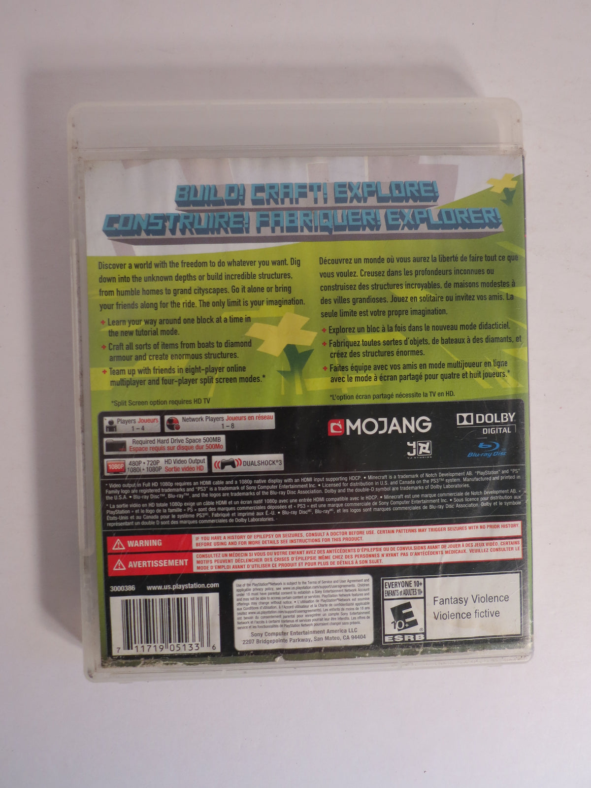 Minecraft Playstation 3 Edition Playstation 3 PS3 Game CB