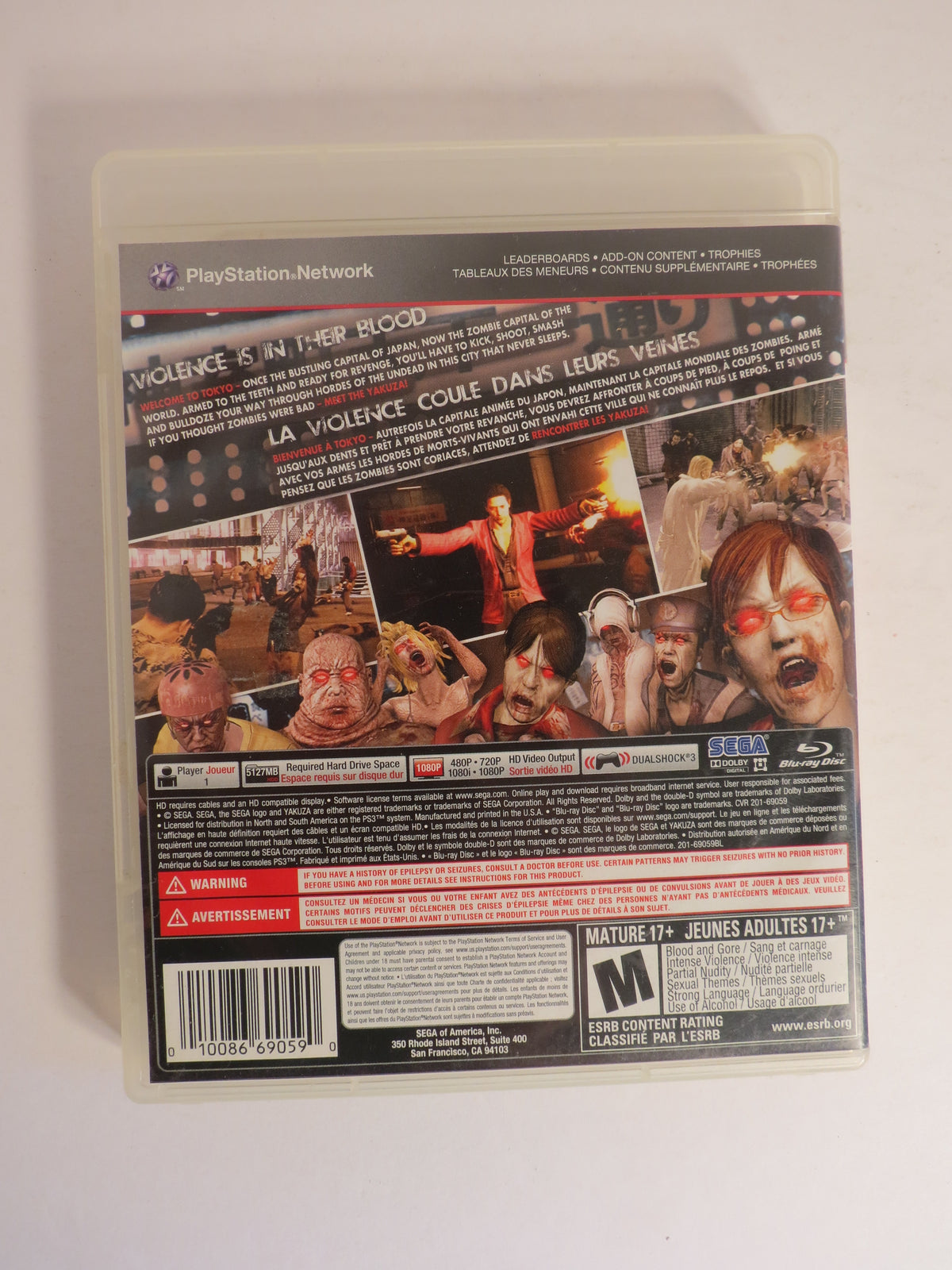 Yakuza: Dead Souls Playstation 3 PS3 Game CIB