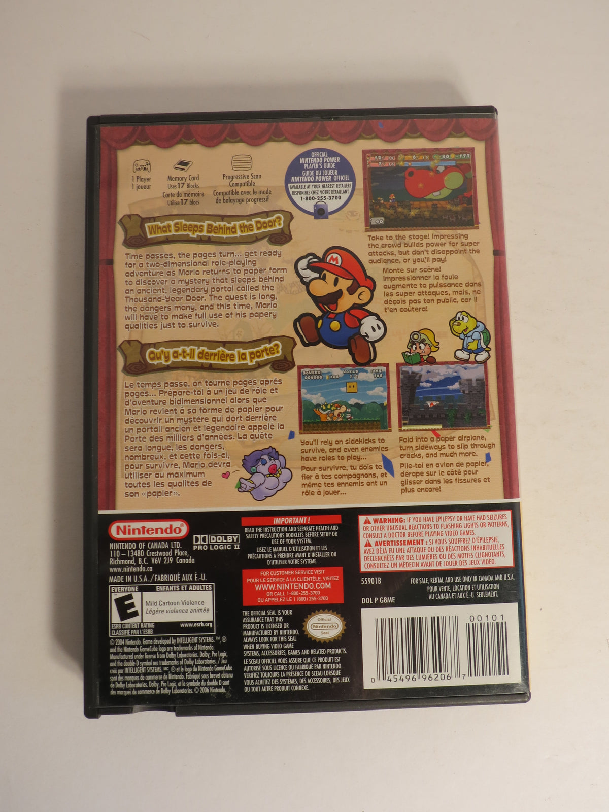 Paper Mario the Thousand Year Door Player's Choice Nintendo Gamecube Game CIB