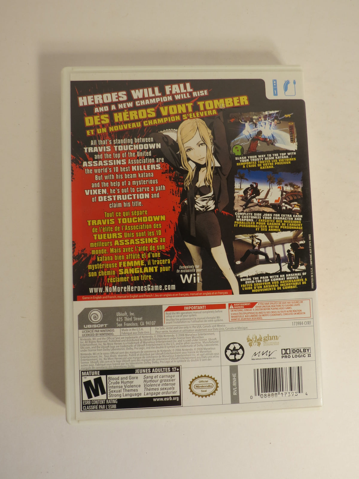 No More Heroes Nintendo Wii Game CIB