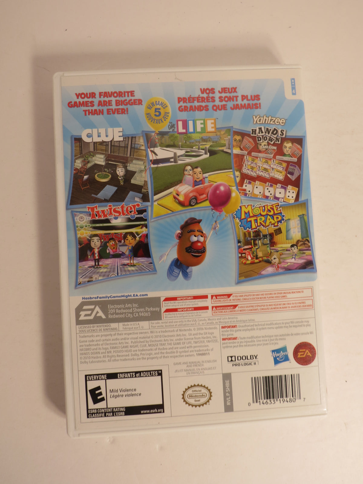 Hasbro Family Game Night 3 Nintendo Wii Game CIB