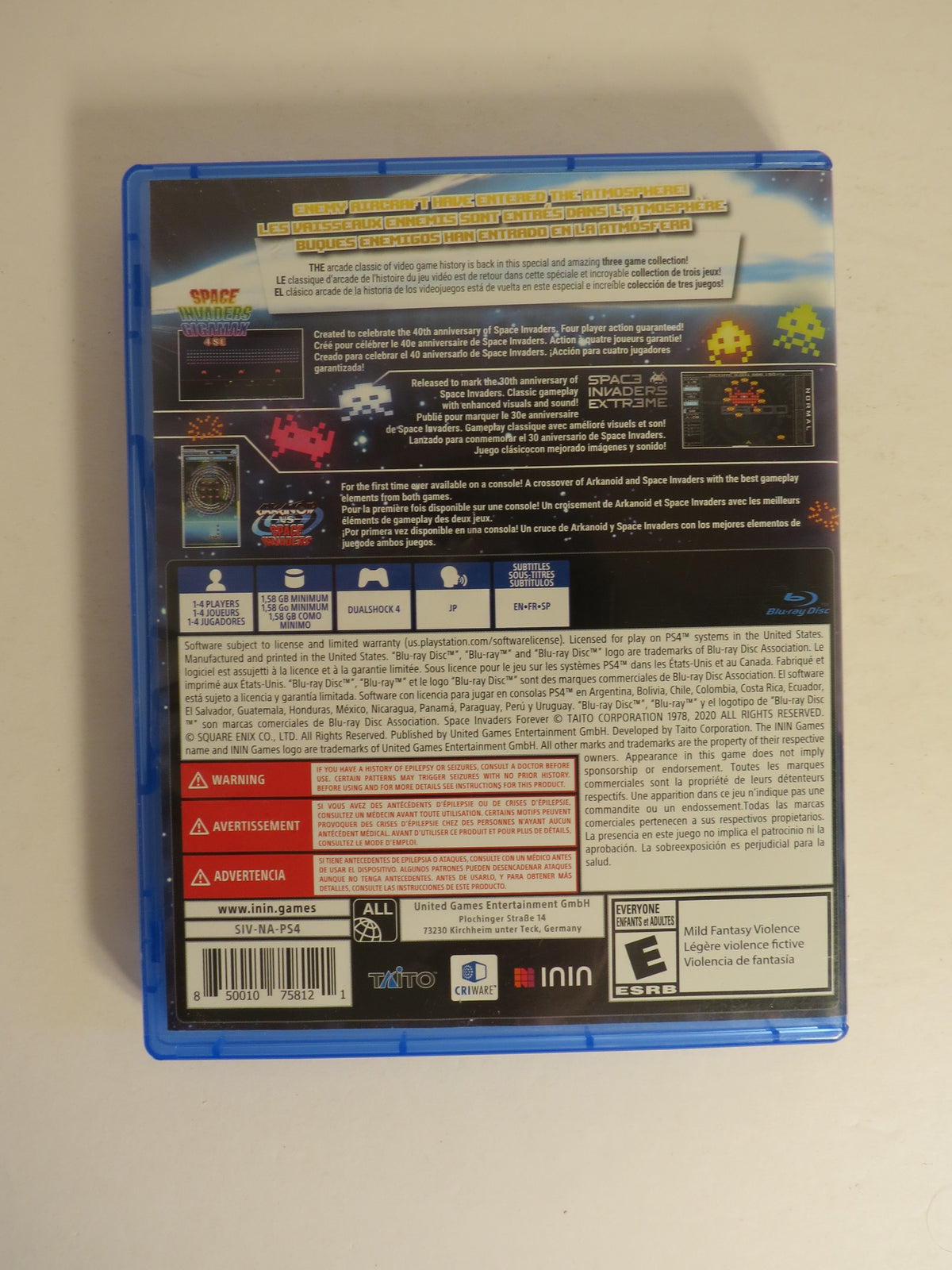 Space Invaders Forever Playstation 4 Game PS4 CIB