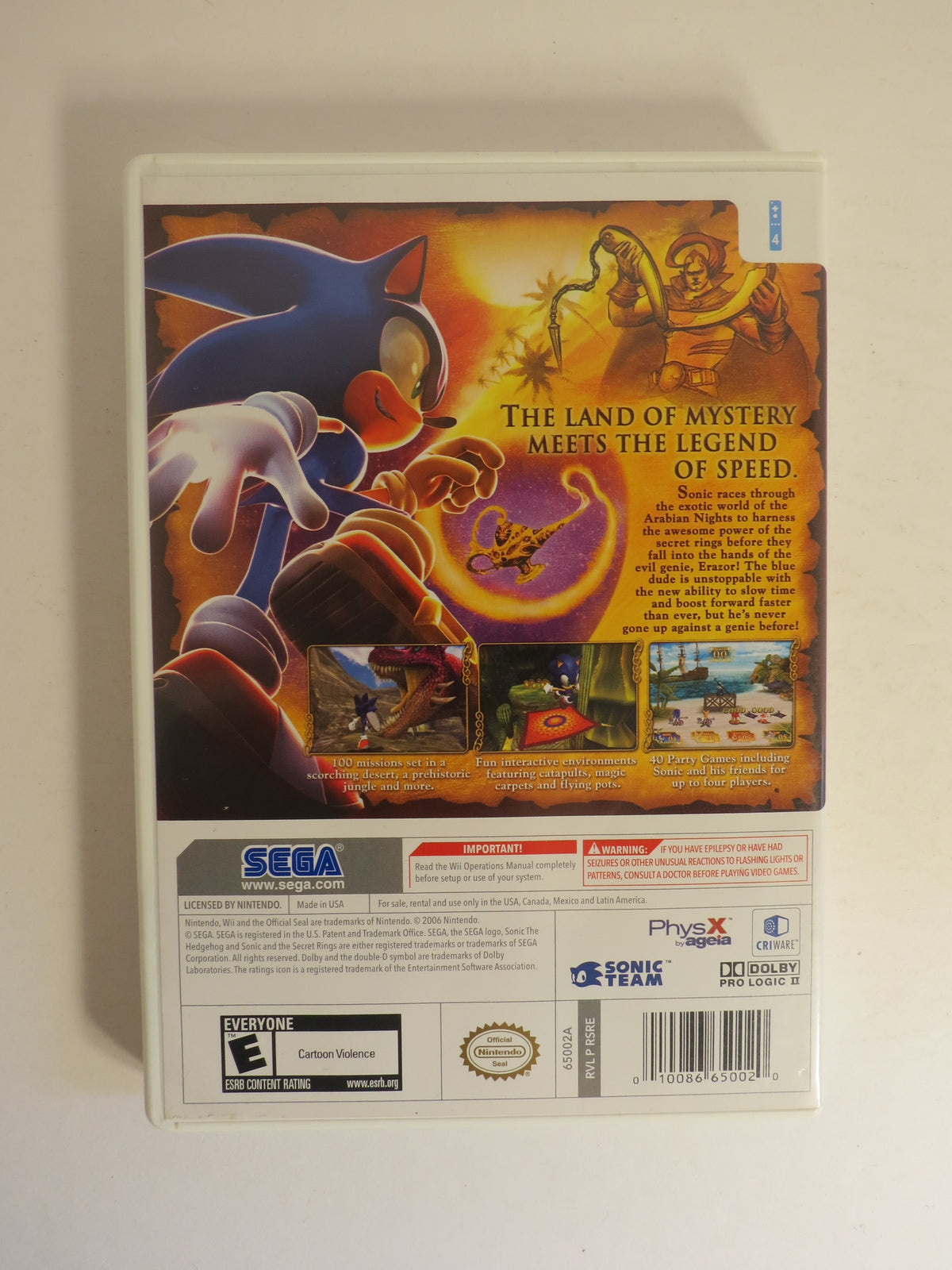 Sonic and the Secret Rings Nintendo Wii Game CIB