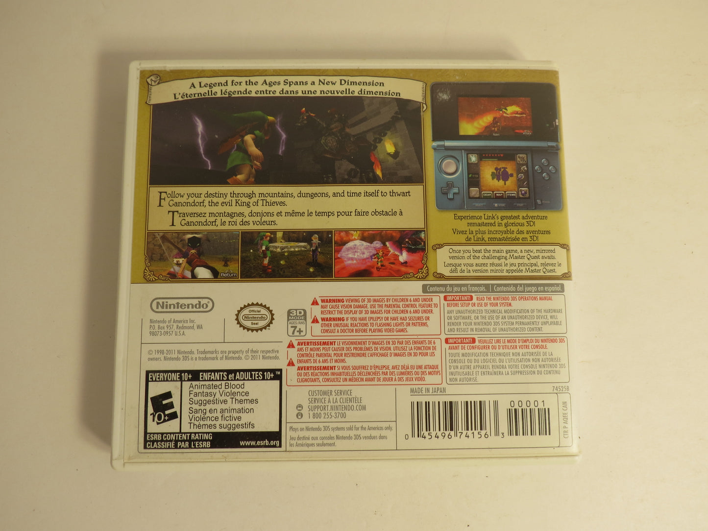 Legend of Zelda Ocarina of Time 3D Nintendo 3DS Game CIB