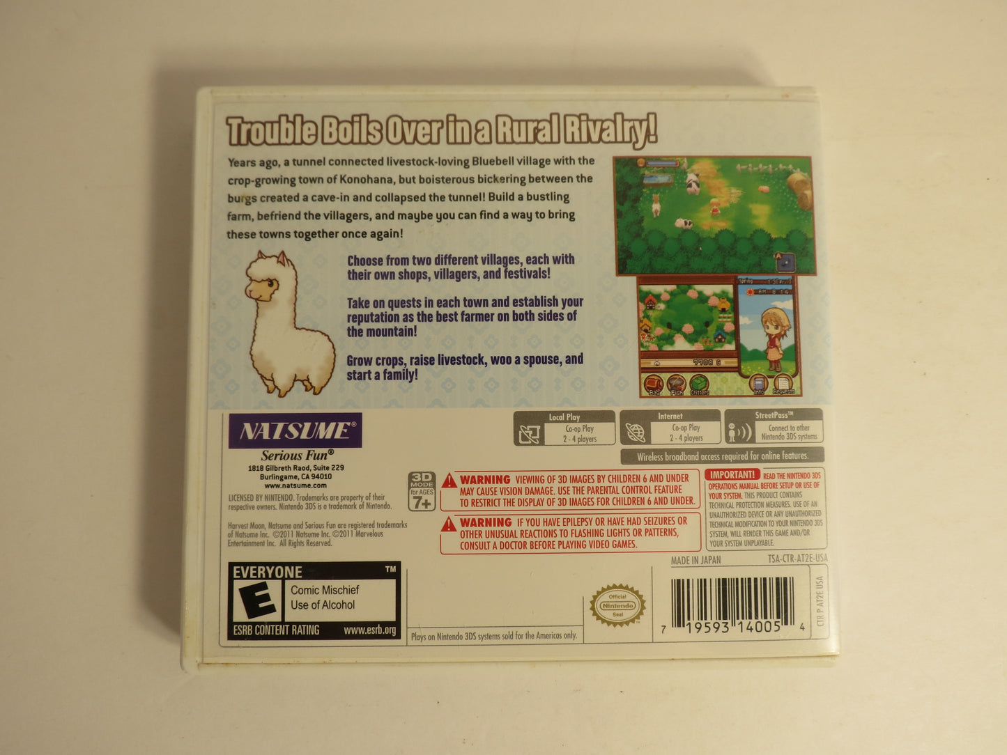 Harvest Moon 3D The Tale of Two Towns Nintendo 3DS Game CB
