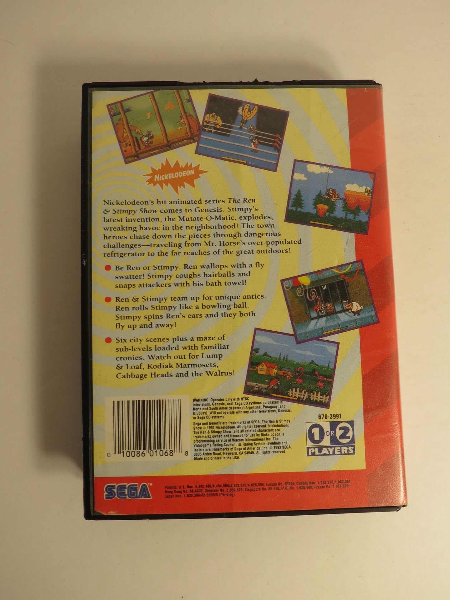 Ren & Stimpy Show Stimpy's Invention Sega Genesis Game CB