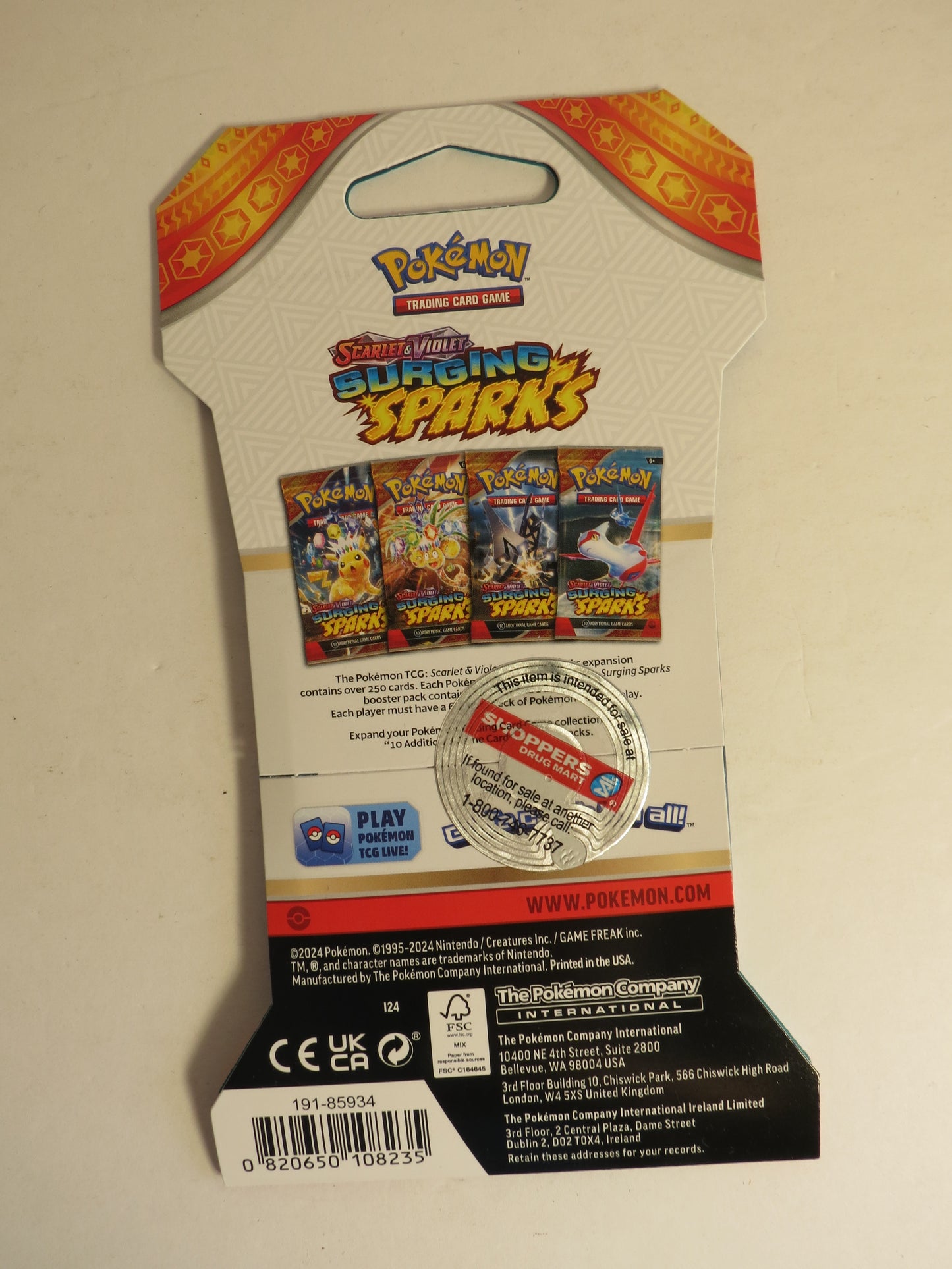 Scarlet & Violet Surging Sparks Pokemon Sleeved Booster Pack Sealed