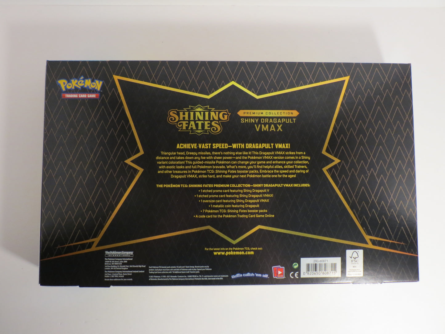 Shiny Dragapult Vmax Premium Collection Box Shining Fates Collection Box Pokemon Sealed