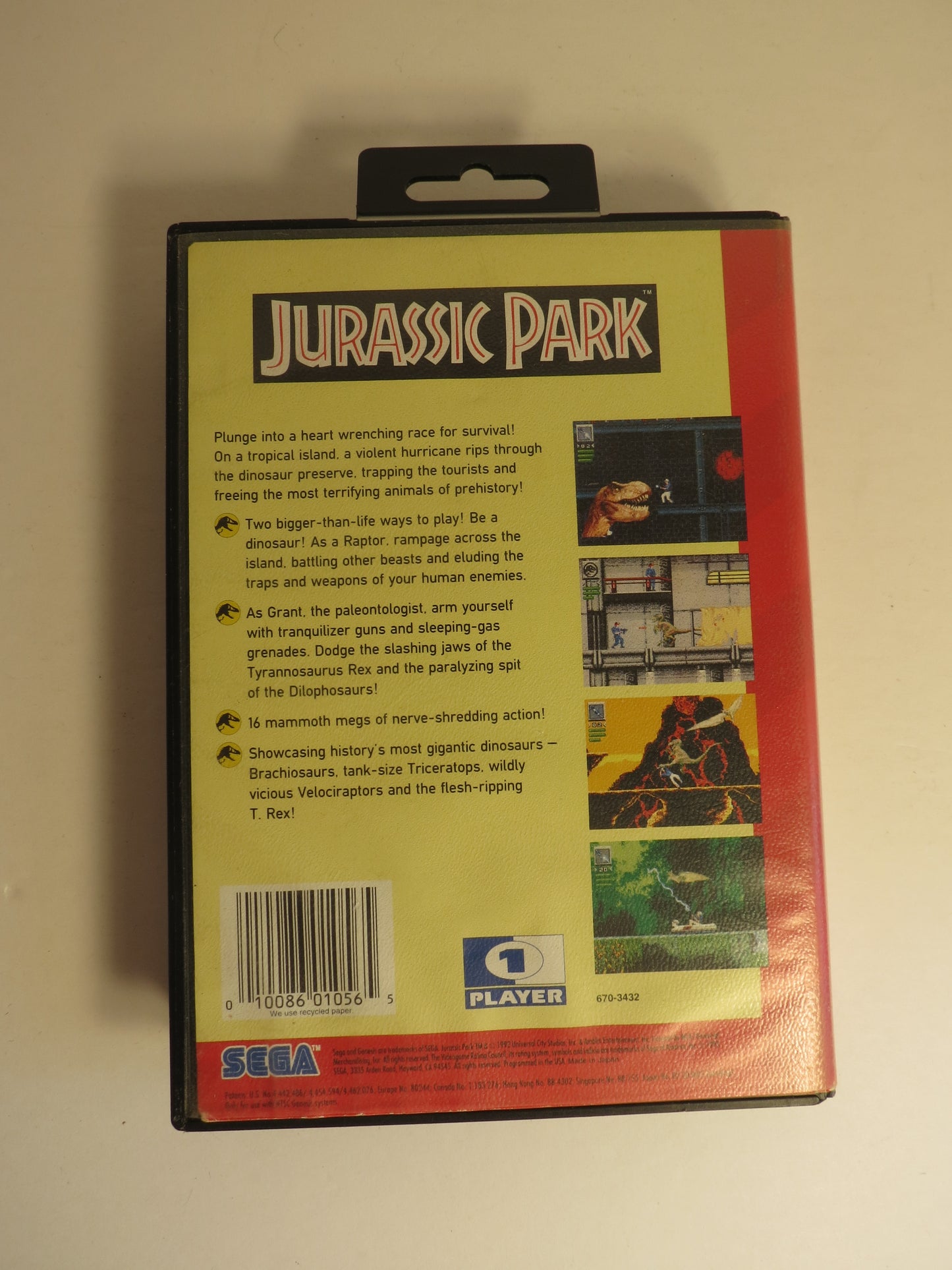 Jurassic Park Sega Genesis Game CIB
