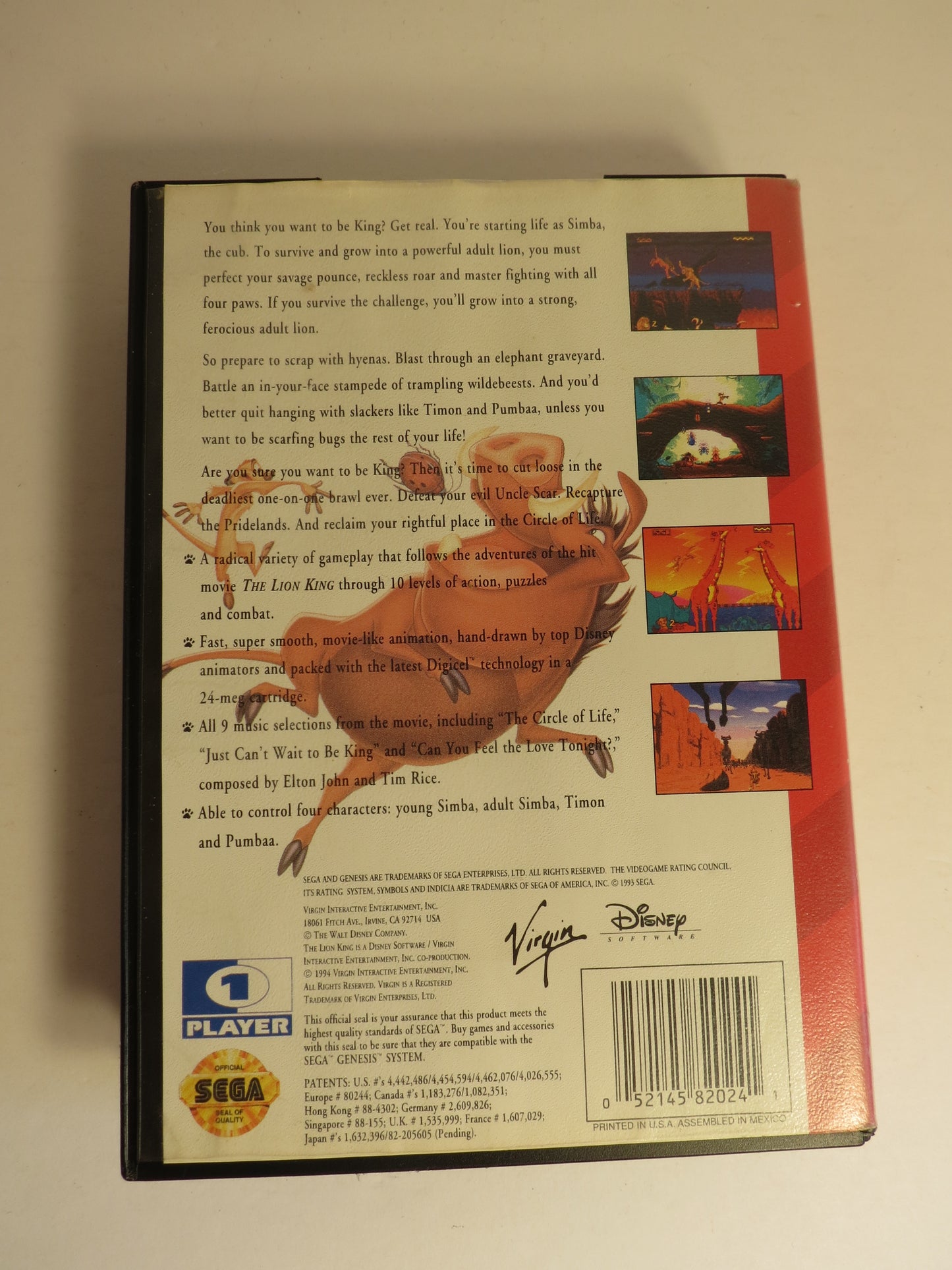 The Lion King Sega Genesis Game CB