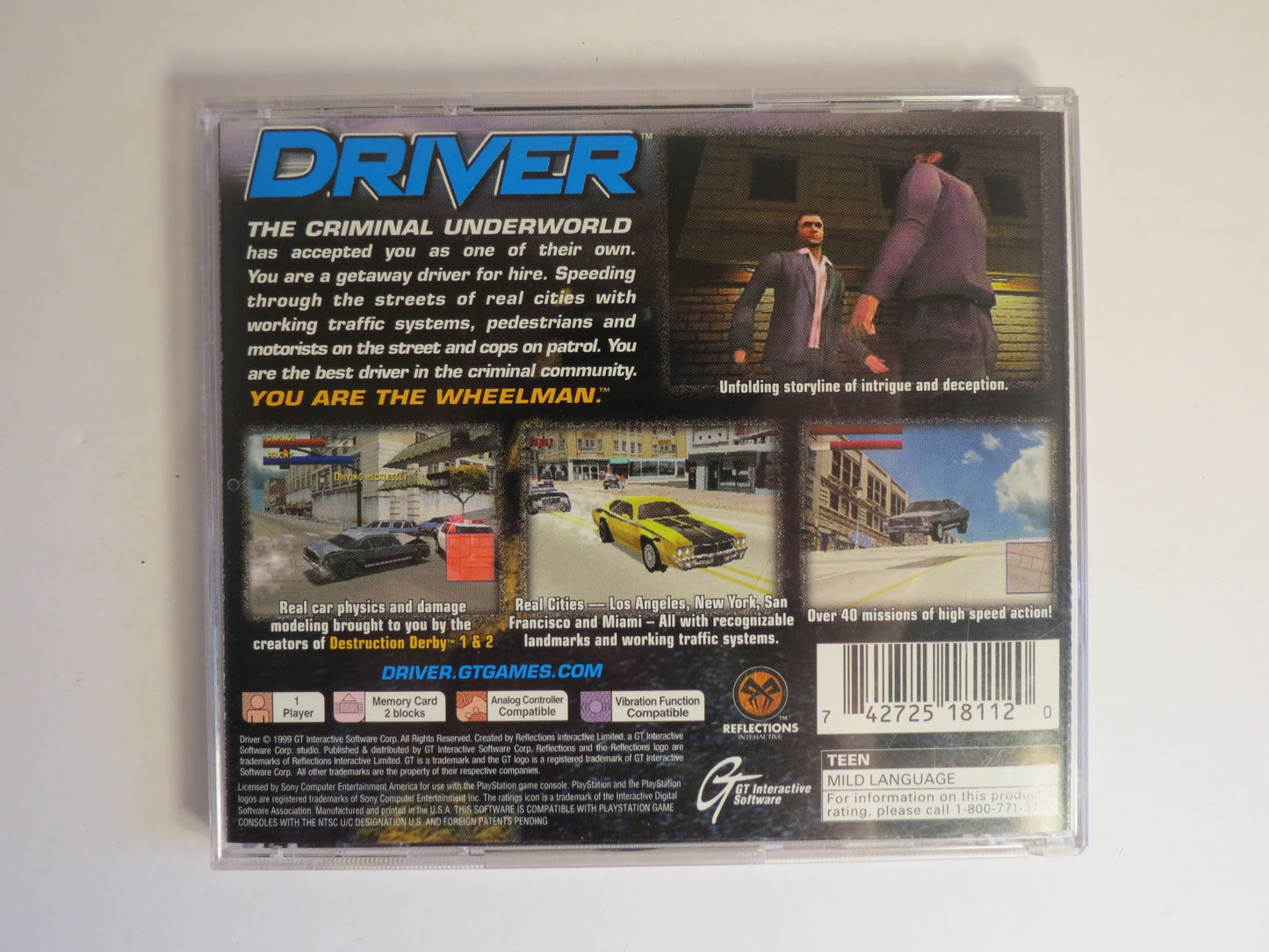 Driver You Are the Wheelman Playstation 1 PS1 Game CIB