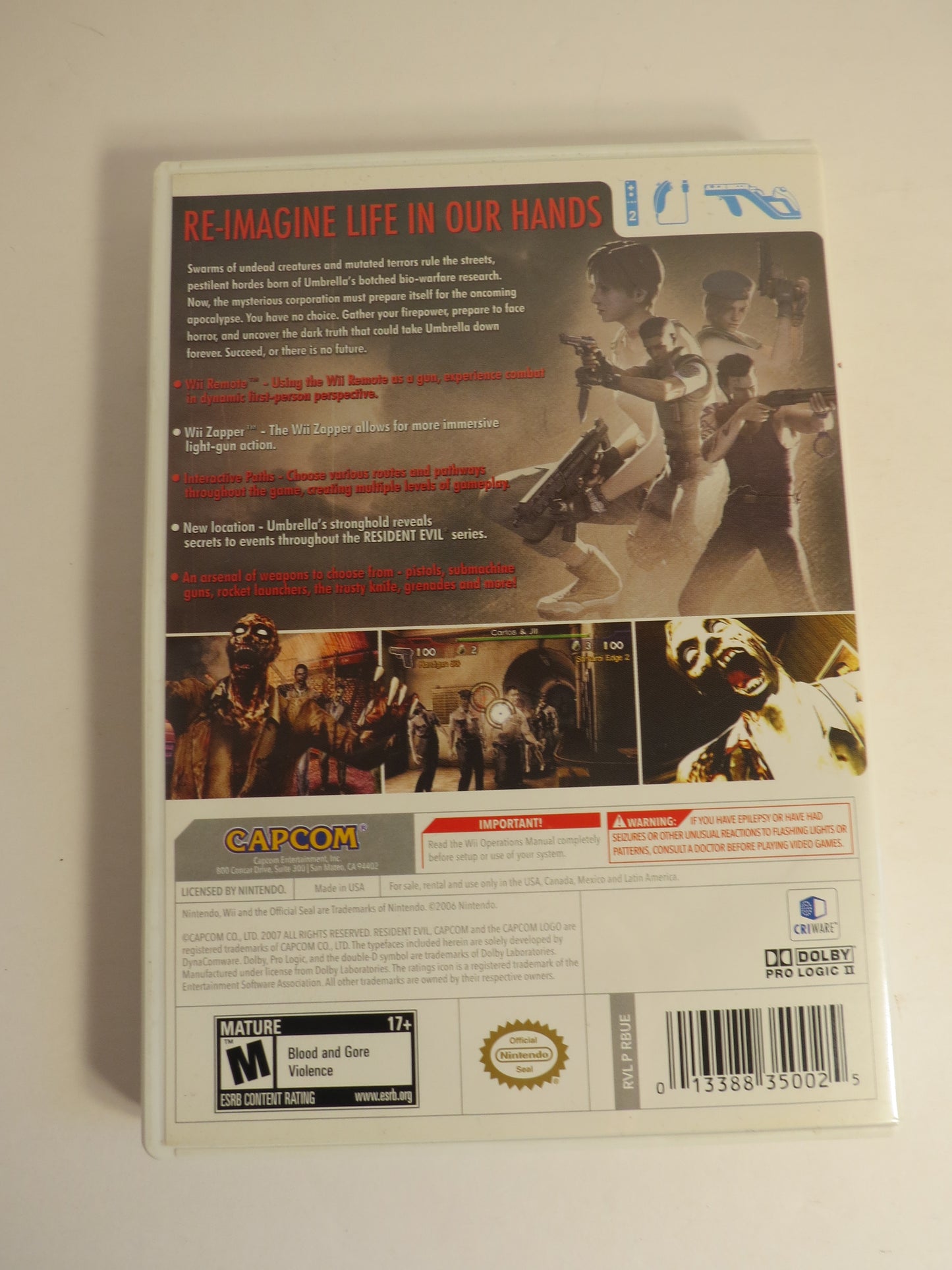 Resident Evil The Umbrella Chronicles Nintendo Wii Game CIB