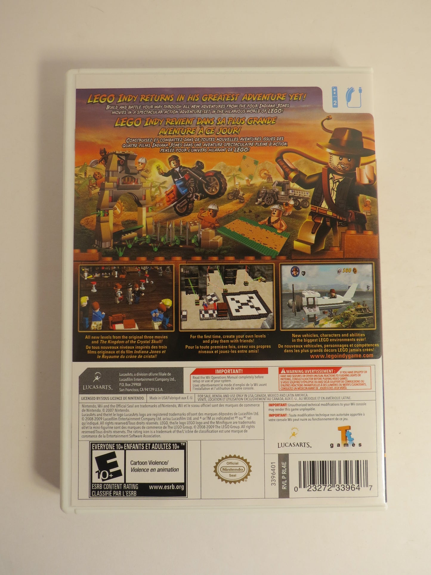 Lego Indiana Jones 2 The Adventure Continues Nintendo Wii Game CIB