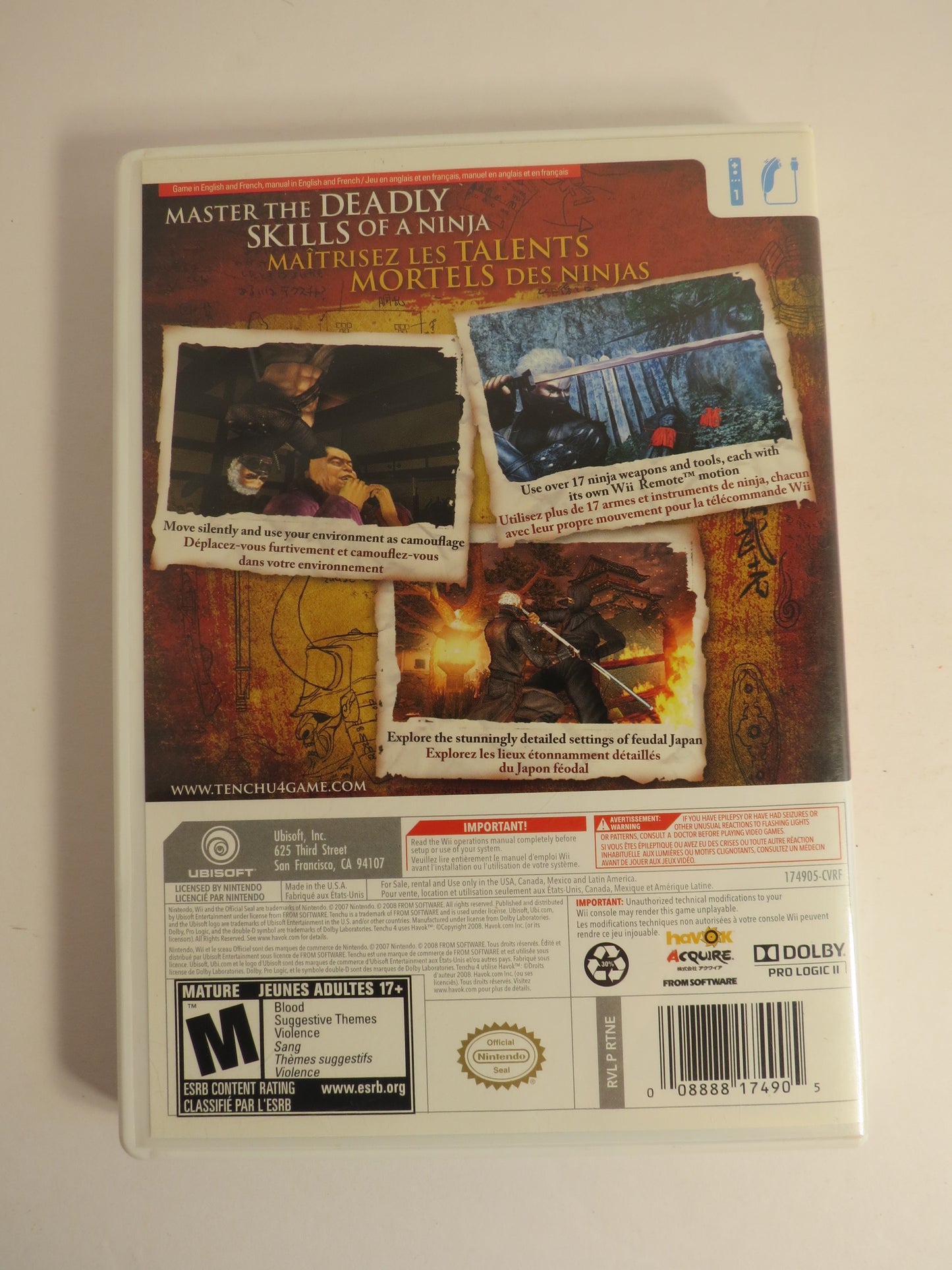 Tenchu Shadow Assassins Nintendo Wii Game CIB