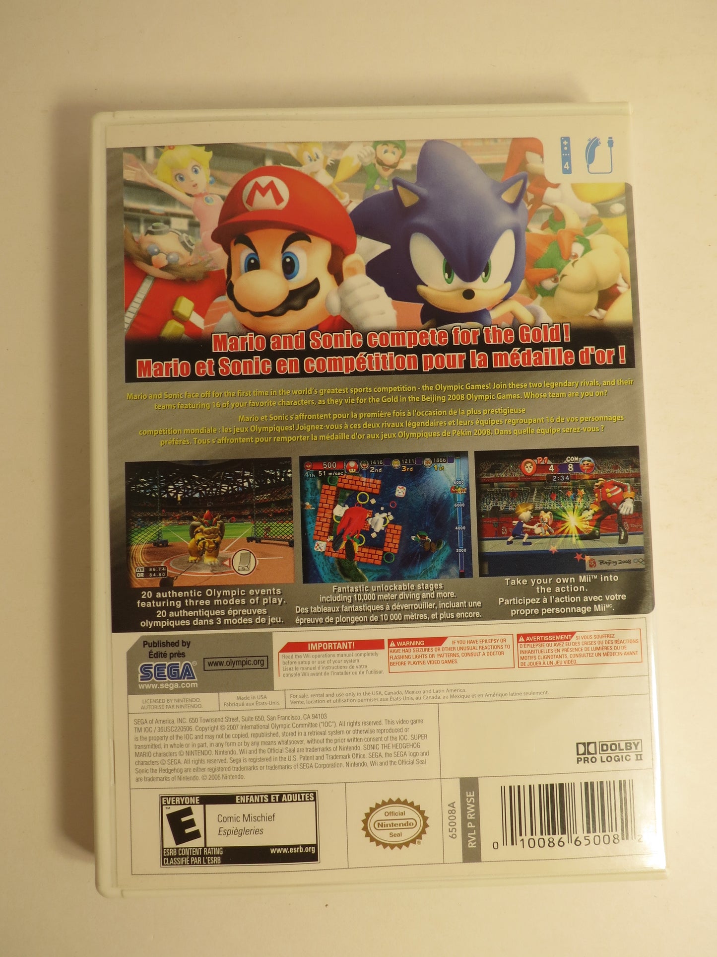Mario & Sonic at the Olympic Games Nintendo Wii Game CIB