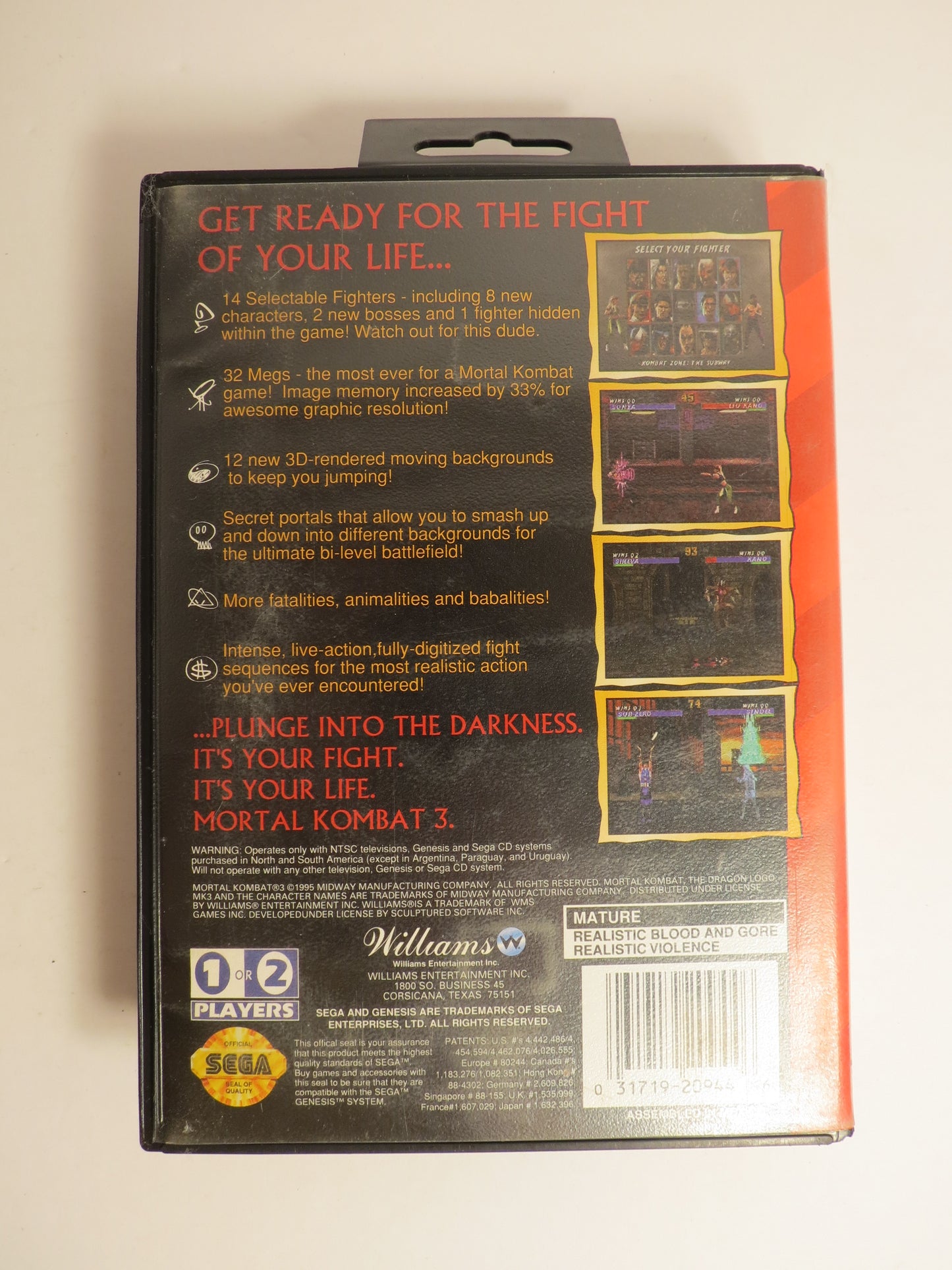 Mortal Kombat 3 Sega Genesis Game CB