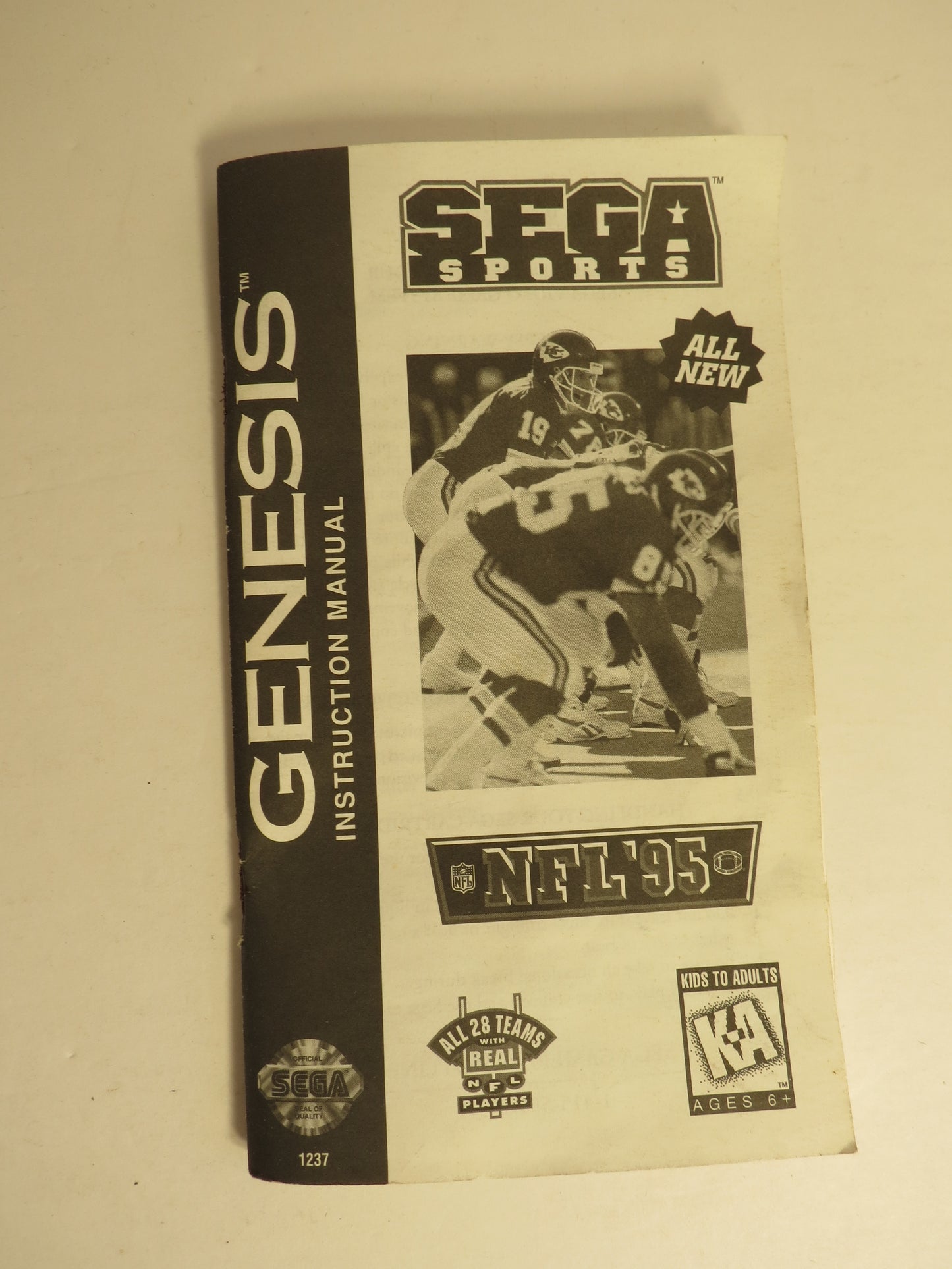 NFL '95 Cardboard Sega Genesis Game CIB