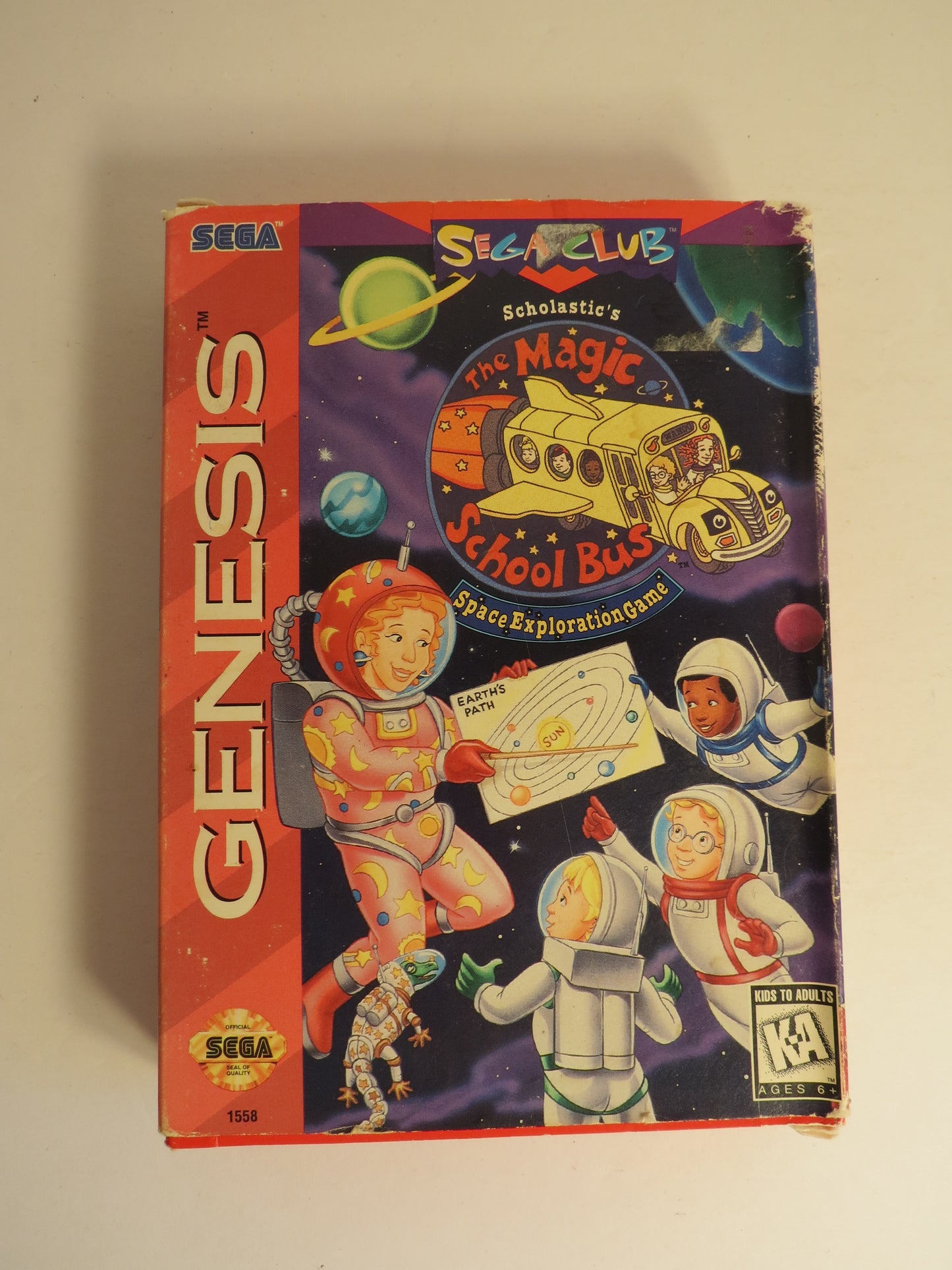 The Magic Schoolbus Space Exploration Cardboard Sega Genesis Game CIB