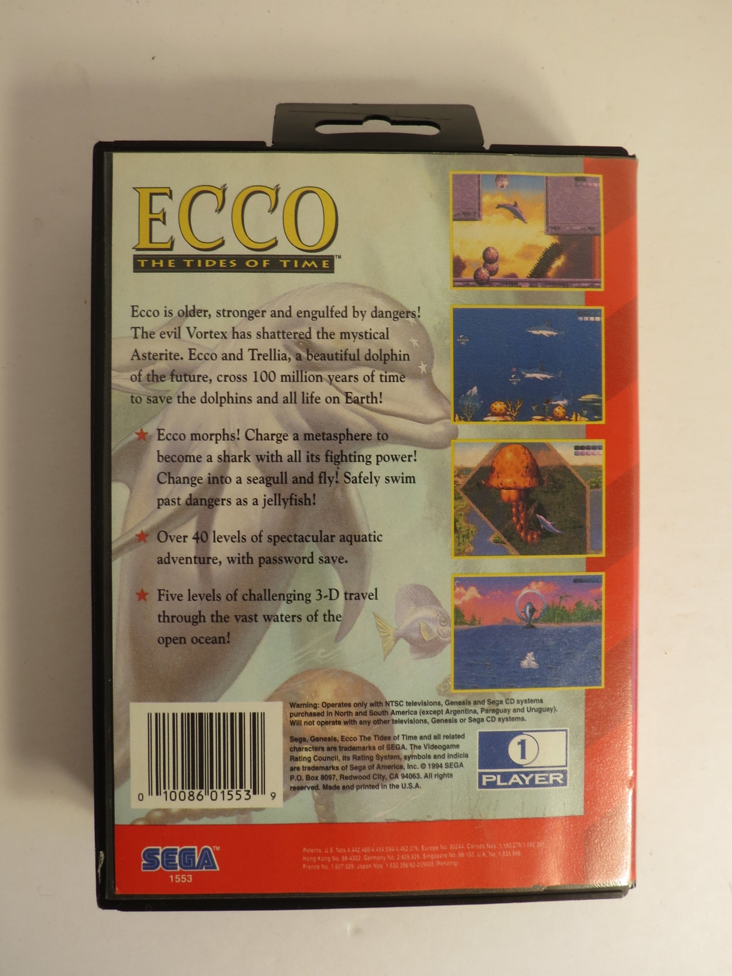 Ecco the Tides of Time Sega Genesis Game CIB