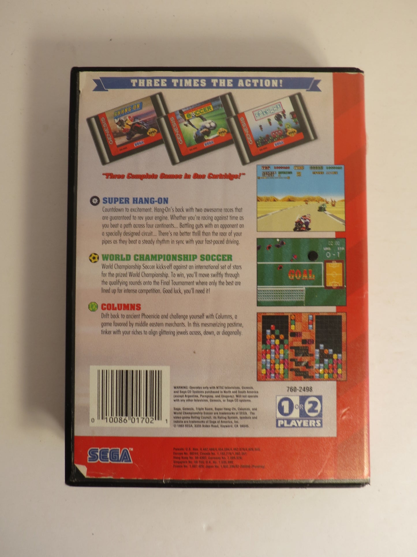 Triple Score 3 Games in 1 Sega Genesis Game CIB